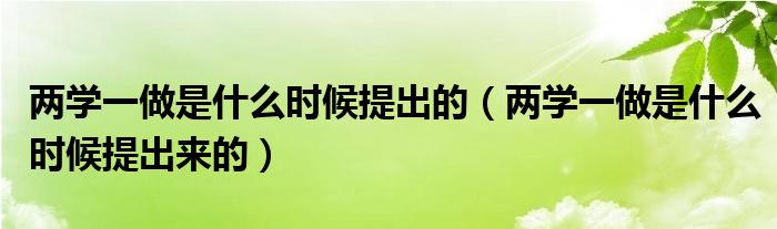 兩學(xué)一做是什么時(shí)候提出的（兩學(xué)一做是什么時(shí)候提出來的）