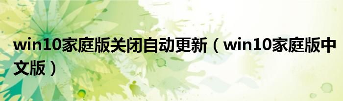 win10家庭版關(guān)閉自動(dòng)更新（win10家庭版中文版）
