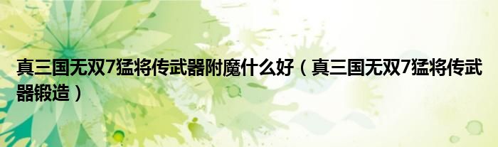 真三國(guó)無雙7猛將傳武器附魔什么好（真三國(guó)無雙7猛將傳武器鍛造）