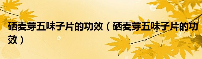 硒麥芽五味子片的功效（硒麥芽五味子片的功效）