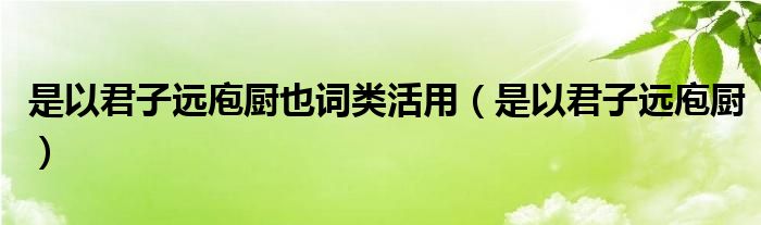 是以君子遠庖廚也詞類活用(是以君子遠庖廚)
