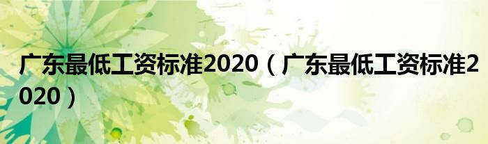 廣東最低工資標(biāo)準(zhǔn)2020（廣東最低工資標(biāo)準(zhǔn)2020）