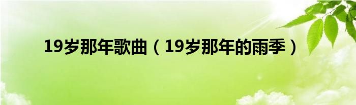 19歲那年歌曲（19歲那年的雨季）