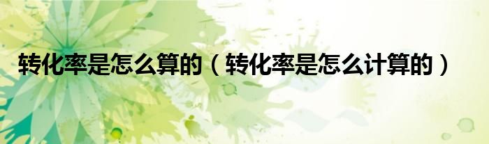 轉(zhuǎn)化率是怎么算的（轉(zhuǎn)化率是怎么計算的）