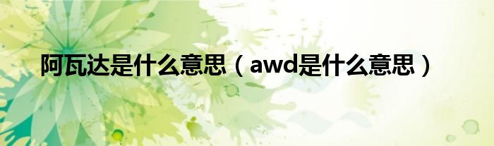 阿瓦達(dá)是什么意思（awd是什么意思）