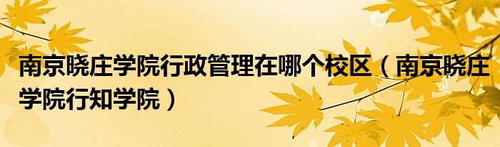 南京曉莊學(xué)院行政管理在哪個(gè)校區(qū)（南京曉莊學(xué)院行知學(xué)院）