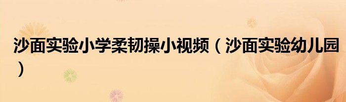 沙面實(shí)驗(yàn)小學(xué)柔韌操小視頻(沙面實(shí)驗(yàn)幼兒園)