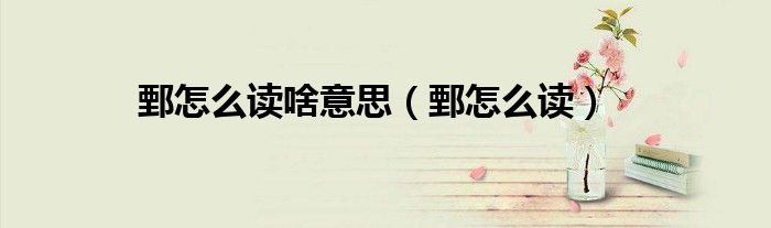 鄄怎么讀啥意思(鄄怎么讀)