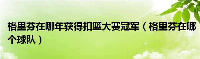 格里芬在哪年獲得扣籃大賽冠軍（格里芬在哪個(gè)球隊(duì)）