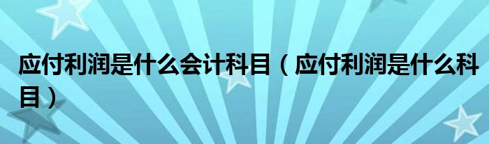 應付利潤是什么會計科目（應付利潤是什么科目）