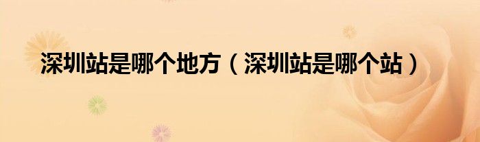 深圳站是哪個(gè)地方（深圳站是哪個(gè)站）