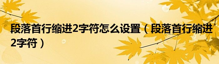段落首行縮進(jìn)2字符怎么設(shè)置（段落首行縮進(jìn)2字符）