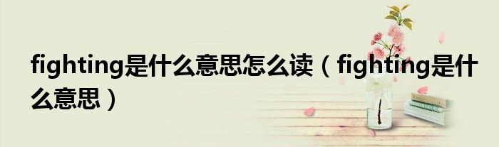 fighting是什么意思怎么讀（fighting是什么意思）