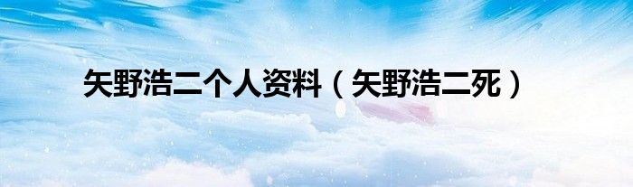 矢野浩二個(gè)人資料（矢野浩二死）