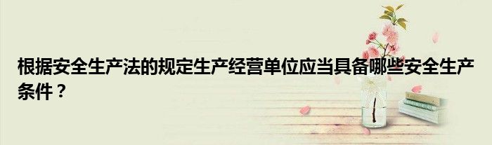根據(jù)安全生產(chǎn)法的規(guī)定生產(chǎn)經(jīng)營(yíng)單位應(yīng)當(dāng)具備哪些安全生產(chǎn)條件？