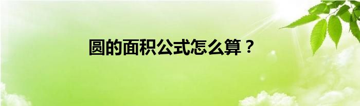 圓的面積公式怎么算？