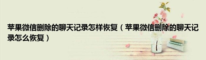 蘋果微信刪除的聊天記錄怎樣恢復(fù)（蘋果微信刪除的聊天記錄怎么恢復(fù)）