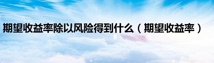 期望收益率除以風險得到什么（期望收益率）