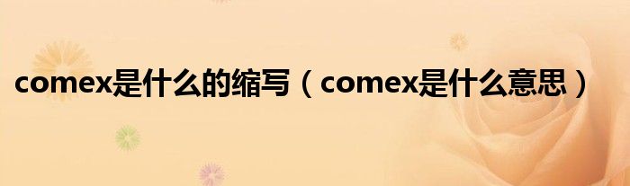 comex是什么的縮寫(xiě)（comex是什么意思）