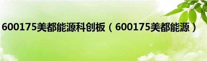 600175美都能源科創(chuàng)板（600175美都能源）