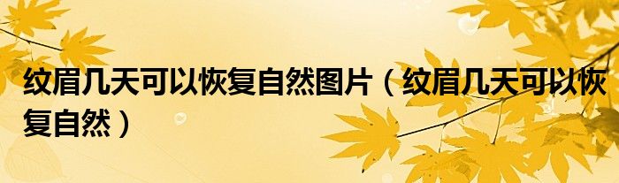 紋眉幾天可以恢復(fù)自然圖片（紋眉幾天可以恢復(fù)自然）