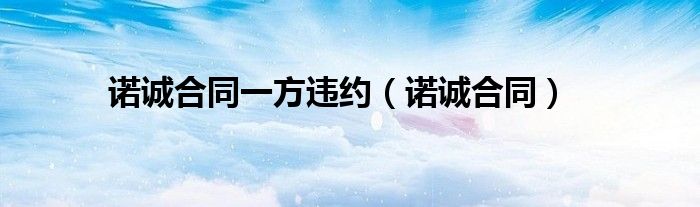 諾誠合同一方違約（諾誠合同）