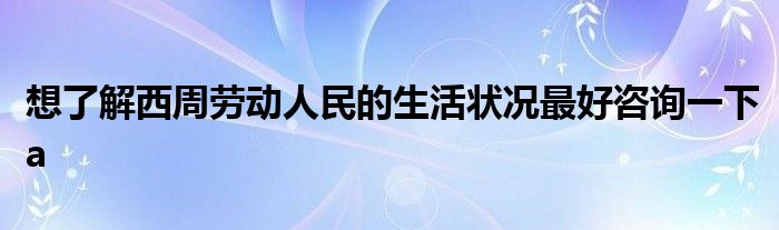 想了解西周勞動人民的生活狀況最好咨詢一下a