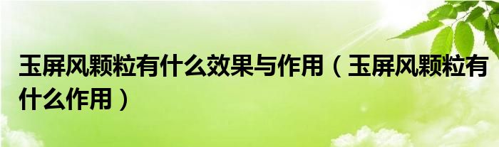玉屏風顆粒有什么效果與作用（玉屏風顆粒有什么作用）