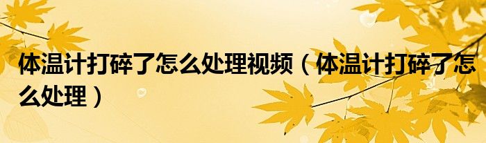 體溫計(jì)打碎了怎么處理視頻（體溫計(jì)打碎了怎么處理）