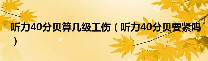 聽力40分貝算幾級工傷（聽力40分貝要緊嗎）