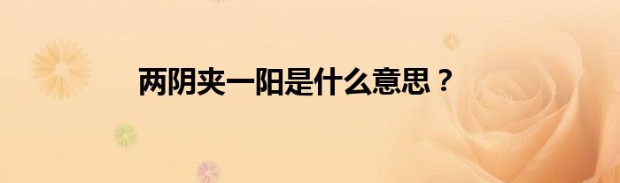 兩陰夾一陽是什么意思？
