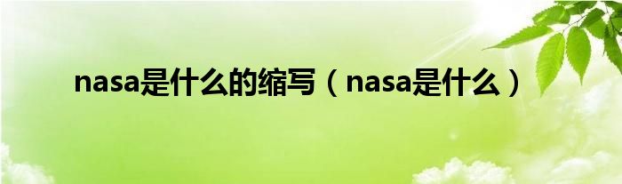 nasa是什么的縮寫（nasa是什么）