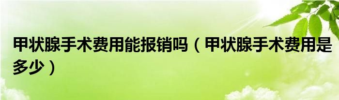 甲狀腺手術(shù)費(fèi)用能報銷嗎（甲狀腺手術(shù)費(fèi)用是多少）