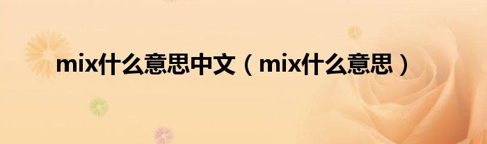 mix什么意思中文（mix什么意思）