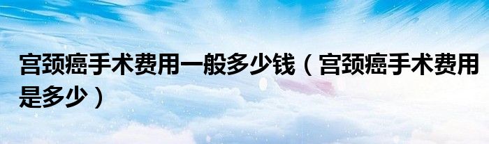 宮頸癌手術(shù)費(fèi)用一般多少錢（宮頸癌手術(shù)費(fèi)用是多少）