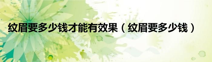 紋眉要多少錢才能有效果（紋眉要多少錢）