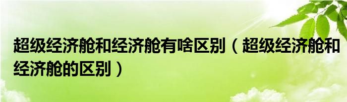 超級經(jīng)濟(jì)艙和經(jīng)濟(jì)艙有啥區(qū)別（超級經(jīng)濟(jì)艙和經(jīng)濟(jì)艙的區(qū)別）