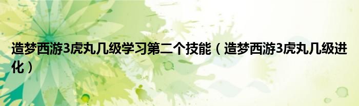 造夢西游3虎丸幾級學習第二個技能（造夢西游3虎丸幾級進化）