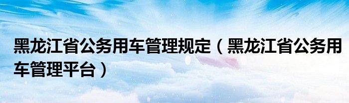黑龍江省公務(wù)用車管理規(guī)定（黑龍江省公務(wù)用車管理平臺(tái)）