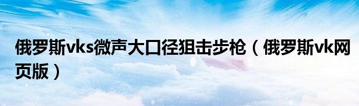 俄羅斯vks微聲大口徑狙擊步槍（俄羅斯vk網(wǎng)頁版）
