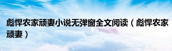 彪悍農(nóng)家頑妻小說無彈窗全文閱讀（彪悍農(nóng)家頑妻）