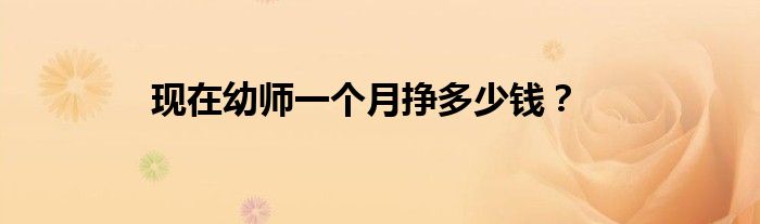現(xiàn)在幼師一個(gè)月掙多少錢？