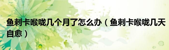 魚刺卡喉嚨幾個月了怎么辦（魚刺卡喉嚨幾天自愈）
