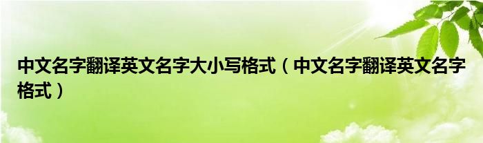 中文名字翻譯英文名字大小寫格式（中文名字翻譯英文名字格式）
