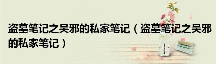 盜墓筆記之吳邪的私家筆記（盜墓筆記之吳邪的私家筆記）