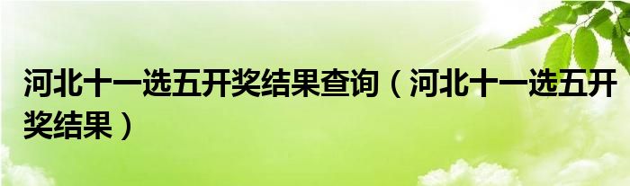 河北十一選五開獎結果查詢（河北十一選五開獎結果）