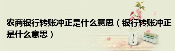 農(nóng)商銀行轉(zhuǎn)賬沖正是什么意思（銀行轉(zhuǎn)賬沖正是什么意思）
