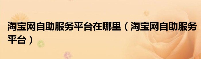 淘寶網(wǎng)自助服務(wù)平臺(tái)在哪里（淘寶網(wǎng)自助服務(wù)平臺(tái)）