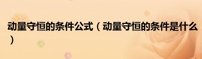 動(dòng)量守恒的條件公式(動(dòng)量守恒的條件是什么)
