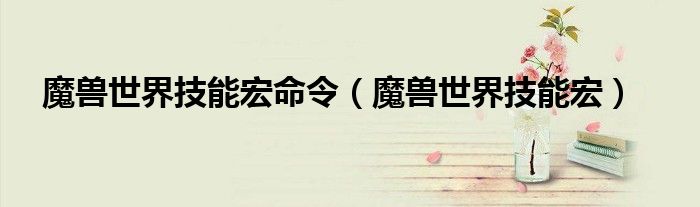 魔獸世界技能宏命令（魔獸世界技能宏）